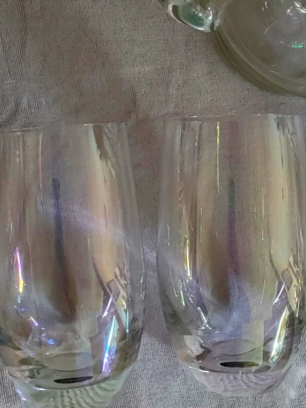Vtg. Iridescent Aurora Borealis Glass Pitcher 80 Oz & 4 Tumblers 18 Oz 5 Pc Set